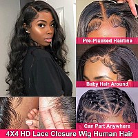 Queen Story Body Wave Lace Front Wig 4X4 Hd Lace Front Wigs Human Hair Pre Plucked Bleached Knots With Baby Hair 150 Density Hu