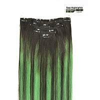 18 Clip In Hair Extensions Remy Human Hair Teal Balayage For Women Silky Straight 100 Real Human Hair 60Grams 4Pieces 1Bt