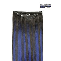 18 Clip In Hair Extensions Remy Human Hair Blue Balayage For Women Silky Straight 100 Real Human Hair 60Grams 4Pieces 1Bb