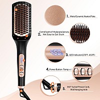 Nicebay Hair Straightener Brush Negative Ion Hair Straightening Brush For Women Antiscald Autooff Feature Fast Heating