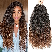 Goddess Locs Crochet Hair Brown 18 Inch 7 Packs Faux Locs Crochet Hair Soft Crochet Locs Boho Locs Crochet Hair Synthetic Hippie