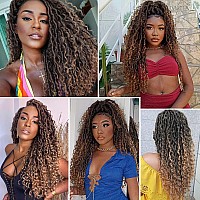 Goddess Locs Crochet Hair Brown 18 Inch 7 Packs Faux Locs Crochet Hair Soft Crochet Locs Boho Locs Crochet Hair Synthetic Hippie