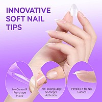 Gelike Ec Gel X Nail Kit 6 In 1 Uv Strong Gel Glue 240Pcs Short Almond Nail Tips And Uv Lamp