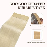 Goo Goo Tape In Hair Extensions Human Hair 60A Platinum Blonde 10Inch 30G 20Pcs Thick Ends Straight Seamless Tape In Invisib