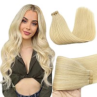 Goo Goo Tape In Hair Extensions Human Hair 613R Bleach Blonde 10Inch 30G 20Pcs Thick Ends Straight Seamless Tape In Invisibl