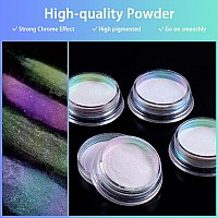 Allstarry White Chrome Nail Powder 4 Pcs Colorshift Chameleon Mica Powder Aurora Chrome Effect Glitter Dust Iridescent Pearles