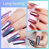 Allstarry White Chrome Nail Powder 4 Pcs Colorshift Chameleon Mica Powder Aurora Chrome Effect Glitter Dust Iridescent Pearles