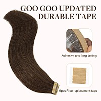 Goo Goo Tape In Hair Extensions Human Hair 4A Chocolate Brown 12Inch 40G 20Pcs Thick Ends Straight Seamless Tape In Invisibl