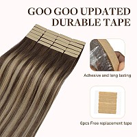 Goo Goo Tape In Hair Extensions Human Hair 4264 Balayage Chocolate Brown To Honey Blonde 10Inch 30G 20Pcs Thick Ends Straig