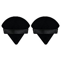 Flytianmy 2Pcs Triangle Powder Puffs, Face Makeup Puff for Body Loose Powder Beauty Makeup Tool Black