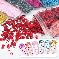 Loveourhome 6 Colors Holographic Chunky Glitter Flakes Heart Shapes Glitters Sequins Sparkles Resin Accessories Craft Supplies L