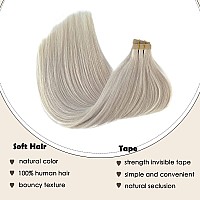 Human Hair Tape In Extensions 20 Inch Ice White Invisible Tape In Hair Extensions Human Hair Skin Weft Remy Human Hair Extension