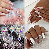 Votacos Nail Art Rhinestones Flatback Rhinestones Nail Charms Fine Glitter Nail Art Supplies Mixed Ab Crystals Nail Gems 1Mm Gli