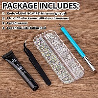 1 Pc 15Ml Nail Art Rhinestone Glue Geluvled1 Box Of 25Mm Flat Back Round Crystal Abclear Gemstones1 Pc Tweezer1 Pc Dual