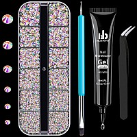 1 Pc 15Ml Nail Art Rhinestone Glue Geluvled1 Box Of 25Mm Flat Back Round Crystal Ab Gemstones1 Pc Tweezer1 Pc Dualsided