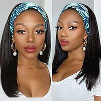 Tnice Headband Wig Human Hair Straight 12 Inch Headband Wigs For Black Women Human Hair Headband Wigs Glueless None Lace Front B