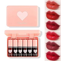 Sulily 6 Colors Lip Tint Stain Set,Plumping Mini Velvet Lip Tint,Hydrating Moisturizing Lip Cheeks And Eyes,Waterproof&Long Lasting,Natural Glossy Korean Lip Tint Stain Non-Sticky,Shimmery All Day