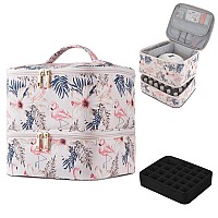 Buruis Nail Polish Organizer Doublelayer Nail Tools And Nail Dryer Case Holds 27 Various Size Bottles 15Ml 05 Floz Or La