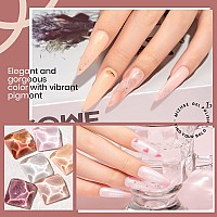 Mizhse Shimmer Glitter Gel Nail Polish 7Ml Milky Iridescent Jelly Nude Pink Beige Brown Gel Polish Sparkle Translucent Manicure