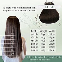 Ugeat Hair Extensions Weft Real Human Hair Sew In Extensions Dark Brown Hair Extensions For Women Remy Natural Human Hair Weft E