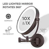 Zadro 11 Led Wall Mounted Makeup Mirror 10X1X Shaving Mirror Cordless Or Battery Operated Vanity Mirrors For Wall Large 10X