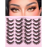 Eyelashes Natural Look Faux Mink Lashes Fluffy False Eyelashes Wispy Cat Eye Lashes Pack Strip Lashes By Kiromiro