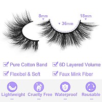 Eyelashes Natural Look Faux Mink Lashes Fluffy False Eyelashes Wispy Cat Eye Lashes Pack Strip Lashes By Kiromiro