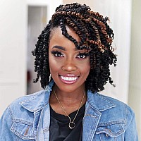 Toyotress Tiana Passion Twist Hair 6 Inch 8 Packs Pretwisted Crochet Braids Dark Brown Short Bob Prelooped Synthetic Braidi