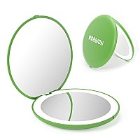 Wobsion Travel Makeup Mirror With Light 1X10X Compact Magnifying Mirrorhandheld 2Sided Pocket Mirrorled Small Mirror For Pu