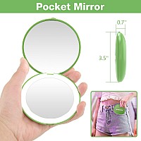 Wobsion Travel Makeup Mirror With Light 1X10X Compact Magnifying Mirrorhandheld 2Sided Pocket Mirrorled Small Mirror For Pu