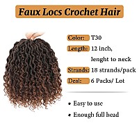 Forevery Faux Locs Crochet Hair 12 Inch Goddess Locs Crochet Hair 6Packs Prelooped Crochet Hair For Black Women Locs Crochet Hai