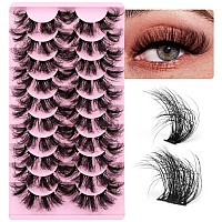 wiwoseo Cluster Lashes Extension Strip Eyelashes Full of Volume Lashes that Look like Extension Eyelashes Fluffy Mink Lashes 20MM Pesta