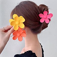 Flower Hair Clips Flower Claw Clips Hair Claw Clip Daisy Clips Matte Large Claw Clips Thick Hair Accessories Claw 6 Color For Wo