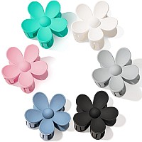 Flower And Daisy Matte Large Hair Clips With Strong Hold Jaw Clamps For Thick Thin Hair 6Pcs Cute Gift For Women And Girls