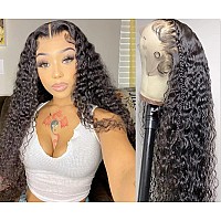 Deep Wave Lace Closure Wig Peruvian Virgin Hair Wig 150 Density Deep Curly Wave Lace Front Human Hair Afro Curly 10A Deep Water