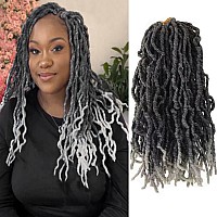 Paraglame 14 Inch Grey Soft Locs Crochet Hair 8 Packs Faux Locs Crochet Braids Pre Looped Goddess Soft Locs Crochet Hair For B