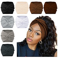 Aktvshow 7 Wide Headbands For Women Extra Large Turban Workout Headband Fashion Yoga Hair Bands Boho Twisted Thick Hair Acces