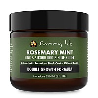 Sunny Isle Rosemary Mint Hair and Strong Roots Butter 2oz Infused with Biotin & Jamaican Black castor Oil Strengthen and Nourish Hair Dry Scalp, Split Ends