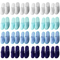 Geyoga 24 Pairs Spa Slippers Disposable Slippers For Guest Bulk Non Slip Soft Closed Toe Slippers Guest Women House Indoor Bathr