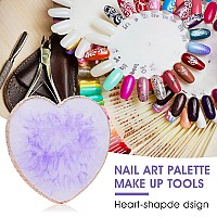 Sibba Resin Nail Art Palette Nail Mixing Palette Polish Color Mixing Plate Golden Edge Nail Holder Display Board Heart Shape Cos