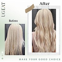 Ugeat Weft Hair Extensions Human Hair Ash Blonde Highlights Bleach Blond Real Human Hair Sew In Hair Extensions Hand Tied Weft H