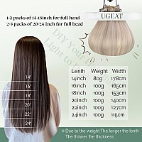 Ugeat Weft Hair Extensions Human Hair Ash Blonde Highlights Bleach Blond Real Human Hair Sew In Hair Extensions Hand Tied Weft H