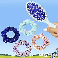 Bluey Detangling Brush And 4 Elastic Scrunchies Hair Accessory Set For Kids Ages 3