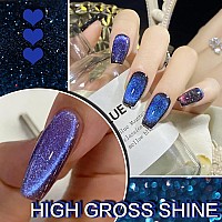 Ahamiou Crystal Cat Eye Gel Polish Kits 9D Holographic Magnetic Cats Eyes Gel Nail Polish Shiny Glitter Laser Varnish Uv Gel Var