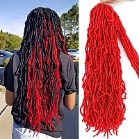 Red Faux Locs Crochet Hair 24 Inch 2 Packs Soft Locs Goddess Locs Crochet Braids Prelooped New Locs Crochet Hair Goddess Locs B