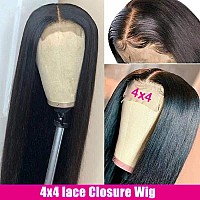 VTAOZI Straight Lace Front Wigs Human Hair for Black Women 4x4 Lace Closure Wigs Human Hair Pre Plucked With Baby Hair 150% Density Brazilian Straight Lace Front Closure Wigs Human Hair 30 Inch