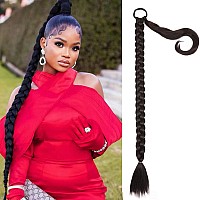 Charsun 32 Inch Long Braided Ponytail Extensions For Women Straight Wrap Around Hair Extensions With Hair Tie Natural Soft Diy