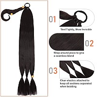 Charsun 32 Inch Long Braided Ponytail Extensions For Women Straight Wrap Around Hair Extensions With Hair Tie Natural Soft Diy