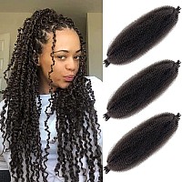 16 Inch Springy Afro Twist Hair Color 4 Dark Brown Kinky Braiding Hair for Soft Locs Twisted Up Braiding Hair 3 Packs Pre Fluffed Kinky Twist Crochet Hair Extension for Black Women (16 inch (Pack of 3), 4#)