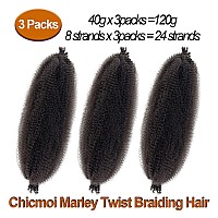 16 Inch Springy Afro Twist Hair Color 4 Dark Brown Kinky Braiding Hair for Soft Locs Twisted Up Braiding Hair 3 Packs Pre Fluffed Kinky Twist Crochet Hair Extension for Black Women (16 inch (Pack of 3), 4#)